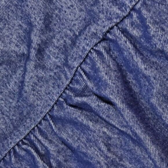 Baby Girl 12M Soft Blue Denim Knit Dress Summer Casual Ruffled Short Sleeve Cute - Picture 5 of 7